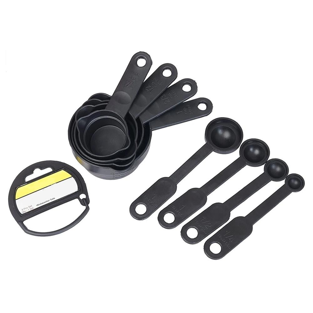 106 Plastic Measuring Cups And Spoons (8 Pcs Black) - Shopperscult
