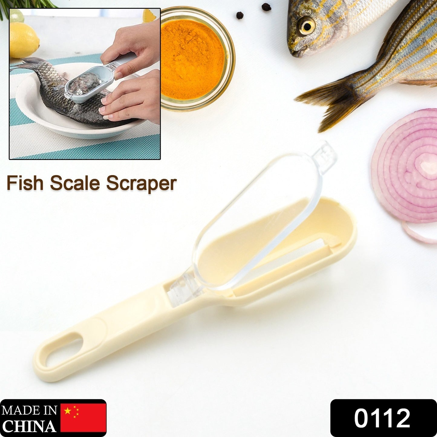 0112 Plastic Fish Scales Graters Scraper Fish Skin Brush Fish Cleaning Tool Scraping Scales Device With Cover Home Kitchen Cooking Tools 1 Pieces - Shopperscult