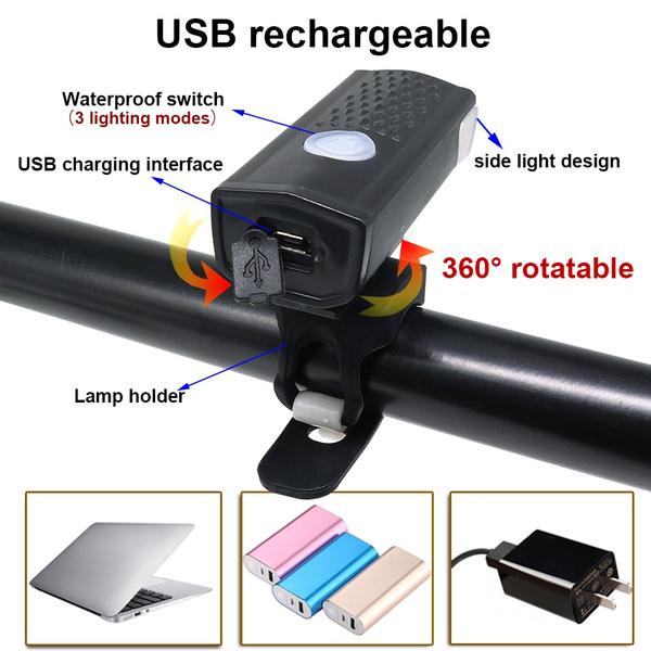 USB Rechargeable Bicycle Light Set Super Bright Headlight