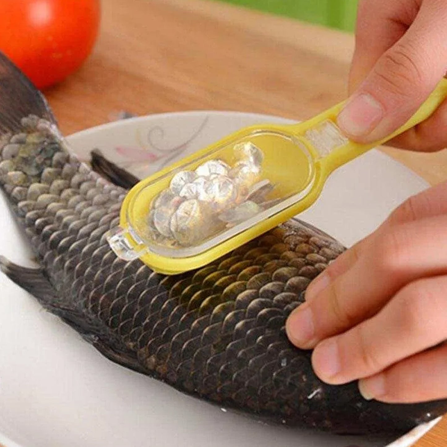 0112 Plastic Fish Scales Graters Scraper Fish Skin Brush Fish Cleaning Tool Scraping Scales Device With Cover Home Kitchen Cooking Tools 1 Pieces - Shopperscult