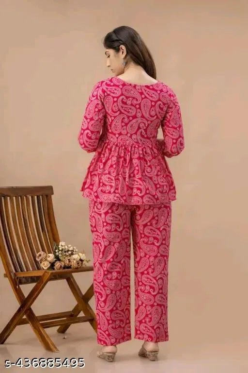 Women’s Printed Co-Ord Set Stylish Two-Piece Outfit for Girls & Women