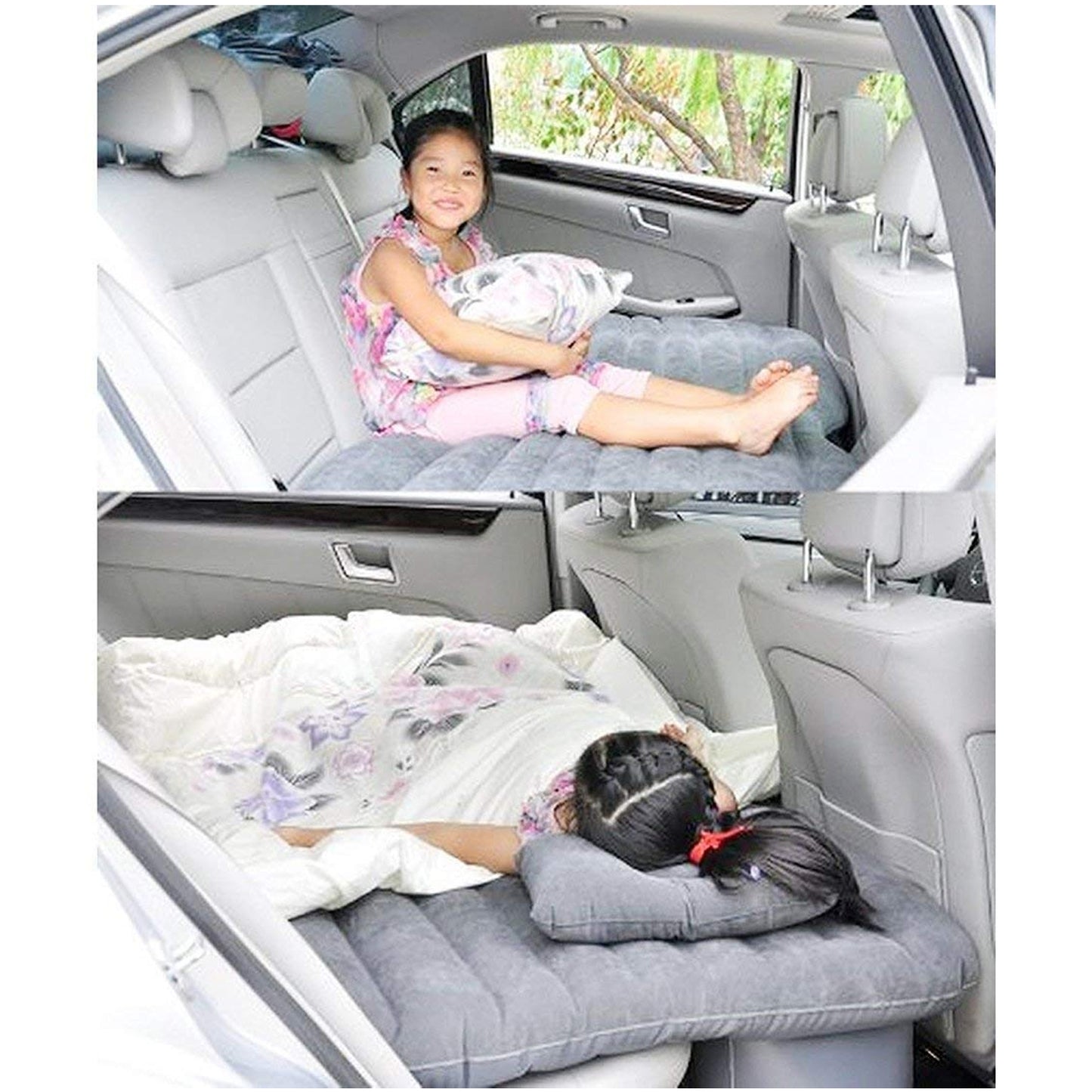 Inflatable Bed With 2 Pillows Air Pump (Portable) For Travel Camping Vacation