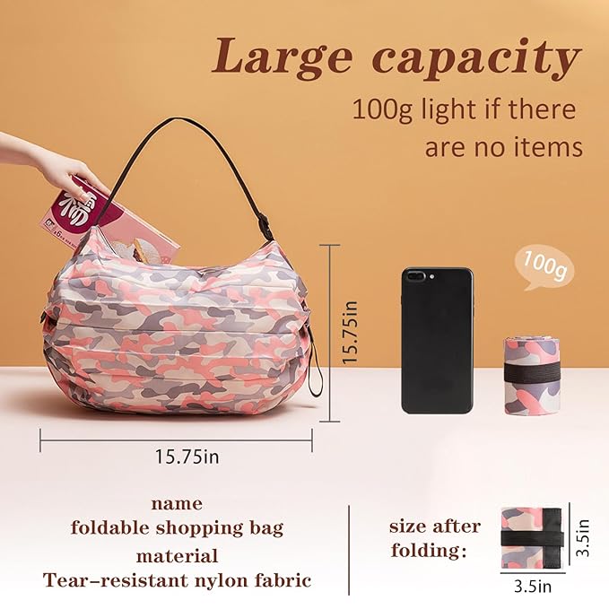 Foldable Shopping Bag Portable Large Capacity Reusable Grocery Bag