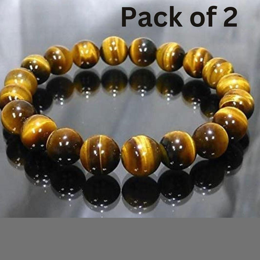 Tiger Eye Yellow Crystal Healing Stone Bracelet pack of 2