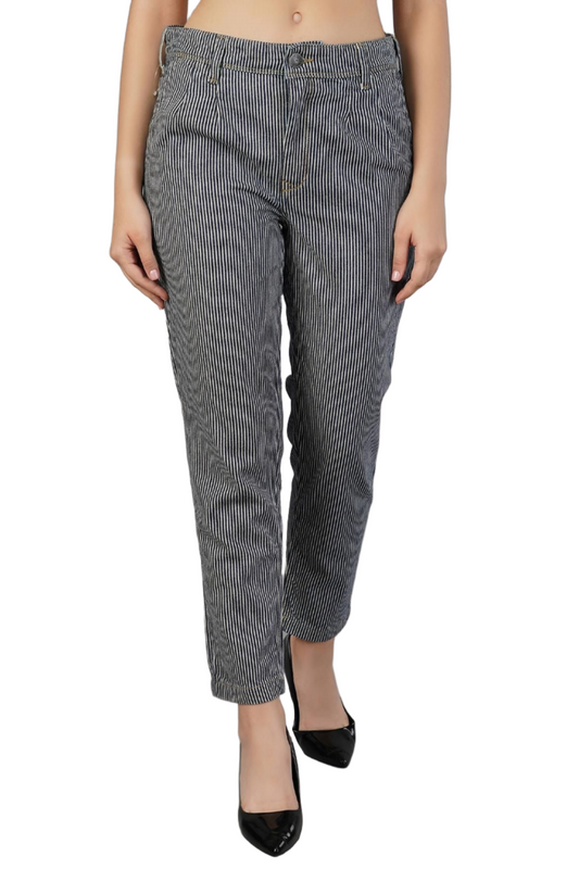 Meghz Women's Cotton Blend Stripe Trouser