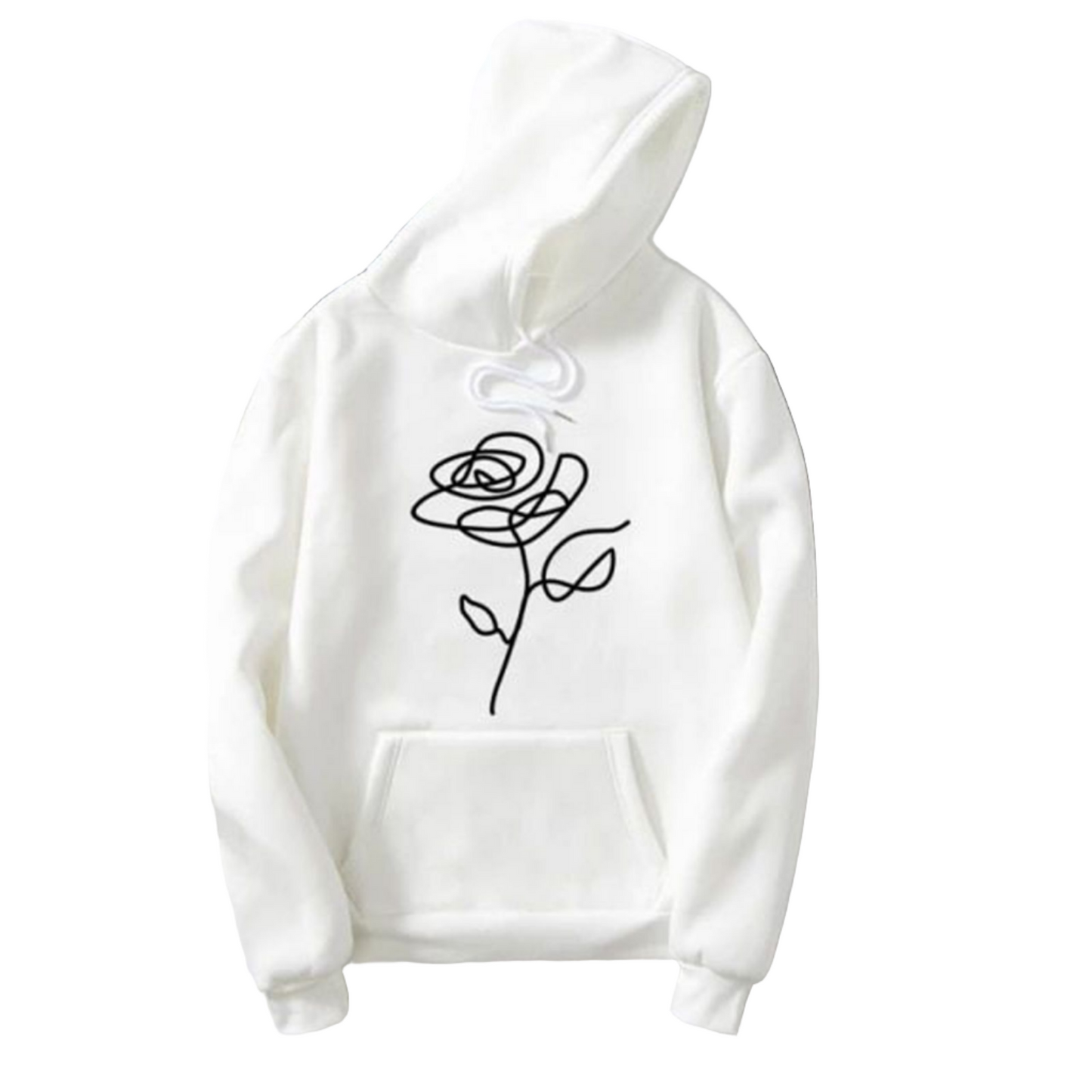 Popster White Printed Fleece Hoody Regular Fit Long Sleeve Womens Sweatshirt