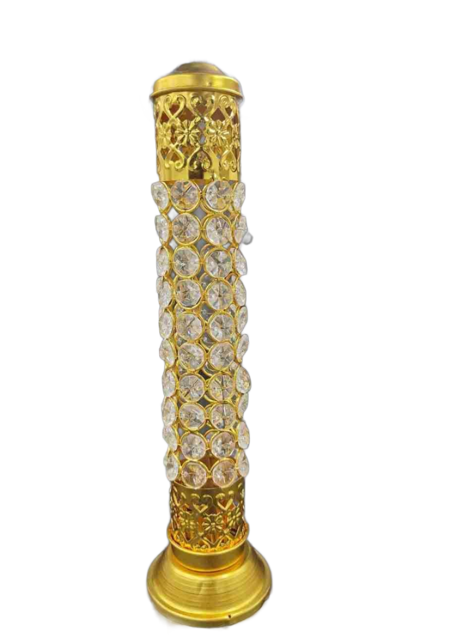 Incense Stick Holder with Ash Catcher| 25cm Height | Brass Crystal Incense Burner| Pack of 1