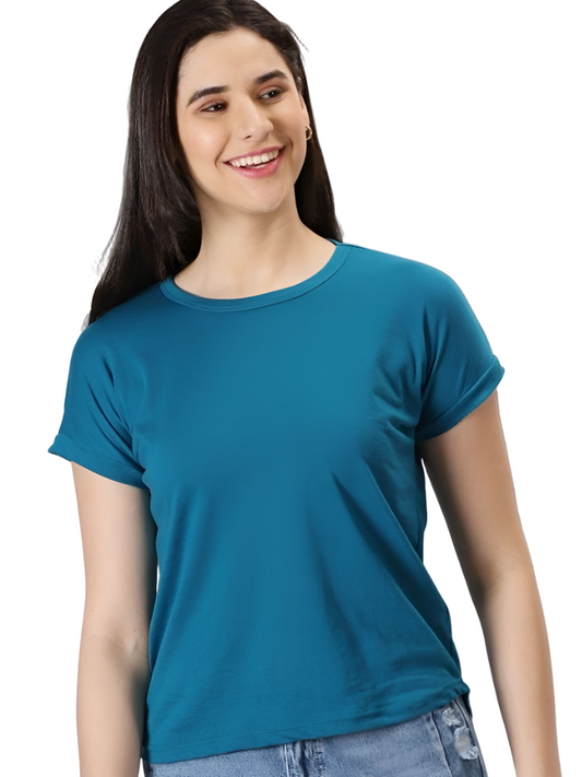 AUSK Women's Solid Round Neck Casual Top