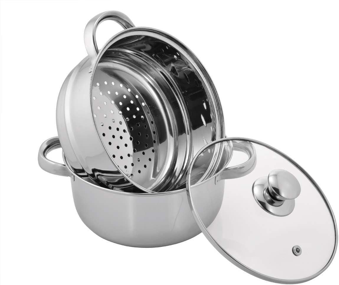 Stainless Steel 2 Tier Steamer Set with Lid