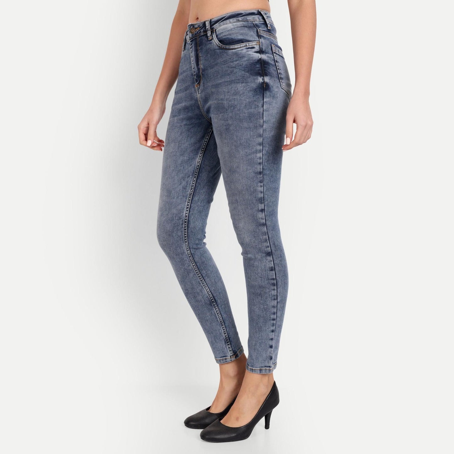 Meghz Women's Solid Skinny Fit Denim Jeans