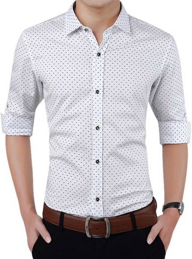 Men Regular Fit Printed Cut Away Collar Casual Shirt