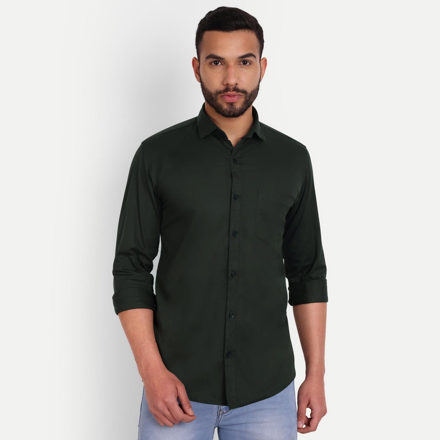 Meghz Men's Cotton Blend Solid Slim Fit Shirt