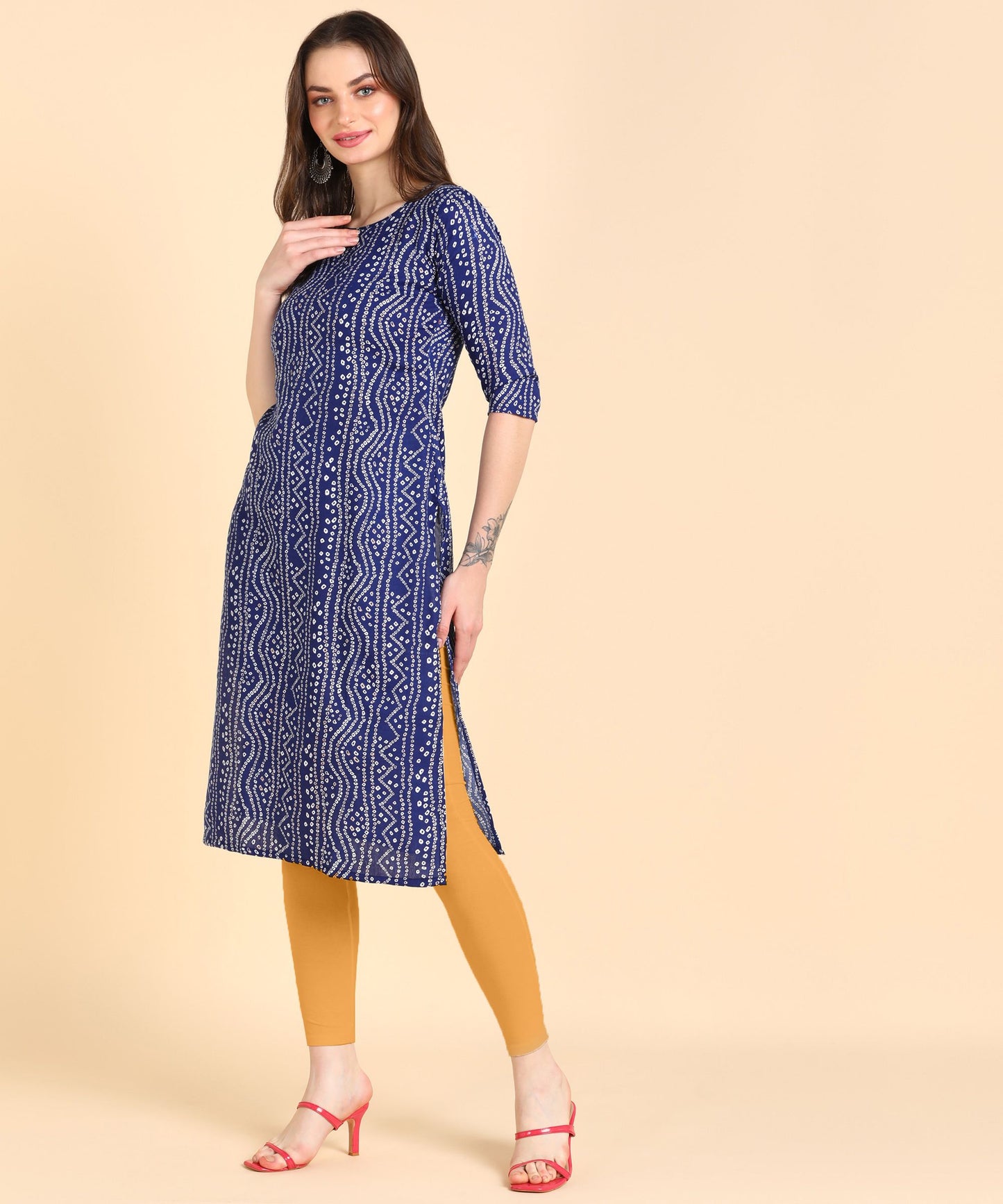 Women's Cotton Printed Straight Kurti