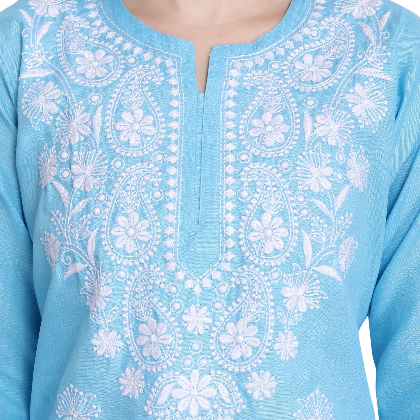 Women Embroidered Lucknowi Straight Kurta