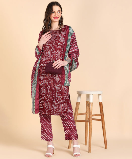 Women's Cotton Printed kurti and Pant With Dupatta Set